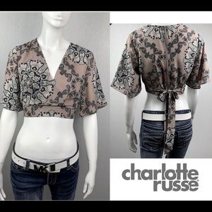 NEW Charlotte Russe Low Cut Tie Back Crop Top